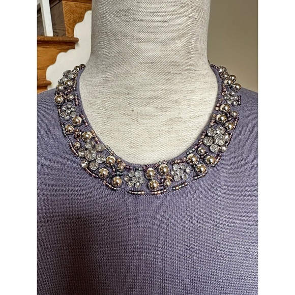 Zara knit short sleeve top with jeweled neckline, NWT, S - Picture 5 of 12